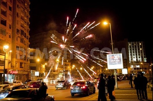 Празднование Нового года на улице в Александрии